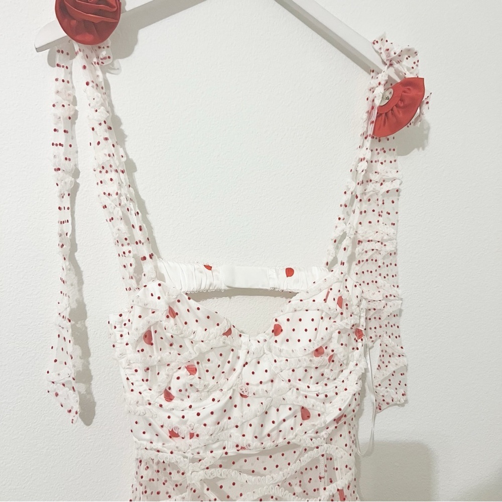 For Love & Lemons White and Red Polka Dot Maxi Dress - Picture 10 of 13